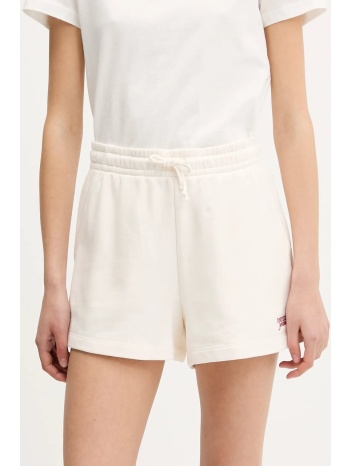 βαμβακερό σορτσάκι tommy jeans χρώμα μπεζ, dw0dw20353 100%