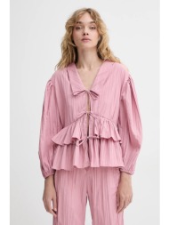 πουκάμισο stine goya χρώμα: ροζ, sg-ss25-t054-2342 100% ανακυκλωμένος πολυεστέρας