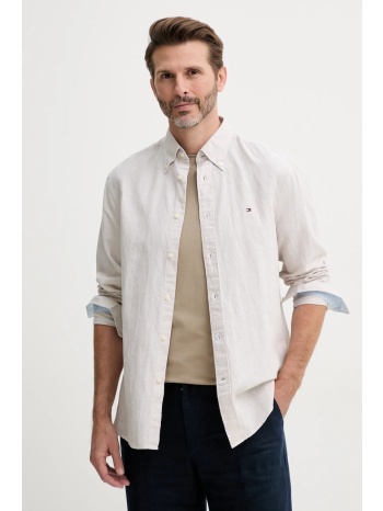 πουκάμισο με μείγμα από λινό tommy hilfiger ανδρικό, χρώμα