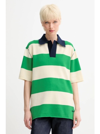 βαμβακερό μπλουζάκι πόλο sunnei χρώμα πράσινο, rtwxknw014