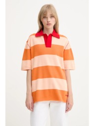 βαμβακερό μπλουζάκι πόλο sunnei χρώμα: πορτοκαλί, rtwxknw014 100% βαμβάκι