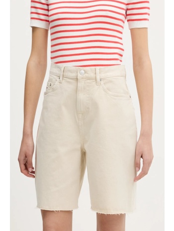 τζιν σορτς tommy jeans χρώμα μπεζ, dw0dw21646 95% βαμβάκι