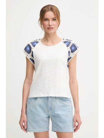 βαμβακερό μπλουζάκι pepe jeans verenice χρώμα άσπρο