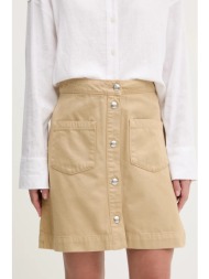 βαμβακερή φούστα hugo χρώμα: μπεζ, 50536086 100% βαμβάκι