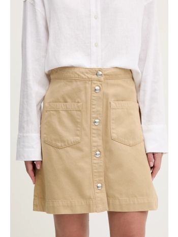 βαμβακερή φούστα hugo χρώμα μπεζ, 50536086 100% βαμβάκι