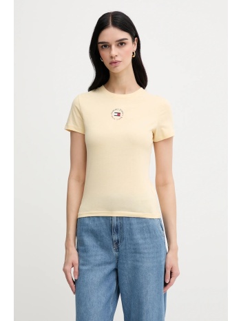 μπλουζάκι tommy jeans χρώμα κίτρινο, dw0dw20316 70%