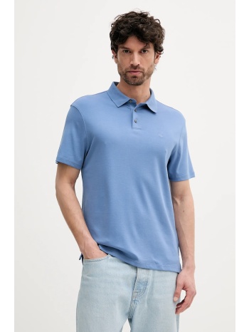 βαμβακερό μπλουζάκι πόλο calvin klein ανδρικό, χρώμα μπλε