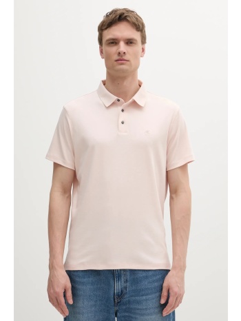 βαμβακερό μπλουζάκι πόλο calvin klein ανδρικό, χρώμα μπεζ