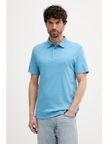 βαμβακερό μπλουζάκι πόλο calvin klein ανδρικό, χρώμα μπλε