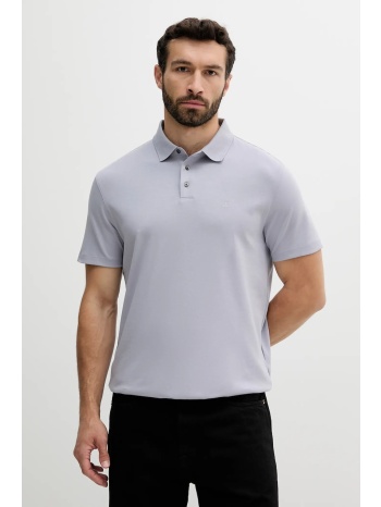 βαμβακερό μπλουζάκι πόλο calvin klein ανδρικό, χρώμα μοβ