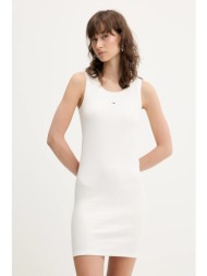 φόρεμα tommy jeans χρώμα: άσπρο, dw0dw20674 96% βαμβάκι, 4% ελαστάν