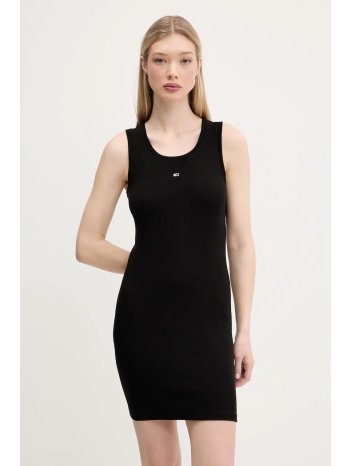 φόρεμα tommy jeans χρώμα μαύρο, dw0dw20674 96% βαμβάκι, 4%