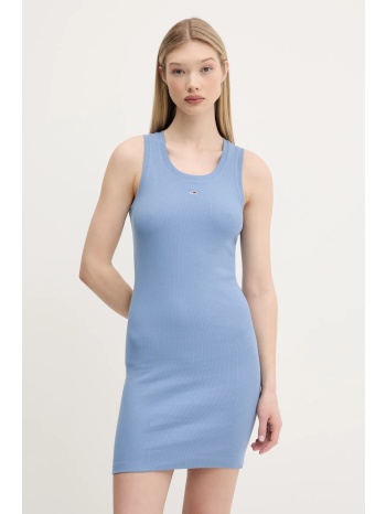 φόρεμα tommy jeans χρώμα μπλε, dw0dw20674 96% βαμβάκι, 4%