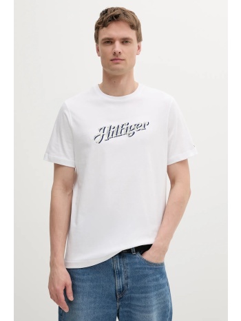 βαμβακερό μπλουζάκι tommy hilfiger ανδρικό, χρώμα άσπρο