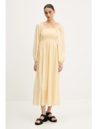 βαμβακερό φόρεμα tommy jeans χρώμα: κίτρινο, dw0dw21335 100% βαμβάκι