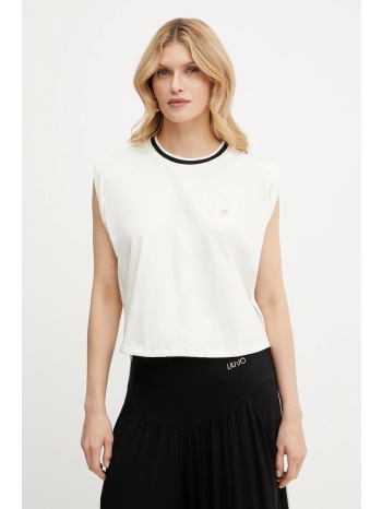 βαμβακερό μπλουζάκι liu jo χρώμα μπεζ, ta5273 j6308 υλικό