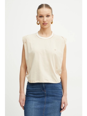 βαμβακερό μπλουζάκι liu jo χρώμα μπεζ, ta5273 j6308 υλικό