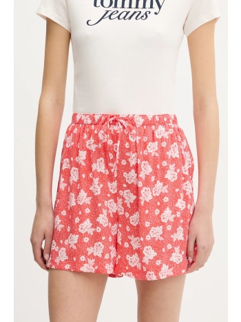 σορτς tommy jeans χρώμα πορτοκαλί, dw0dw20359 100% βισκόζη