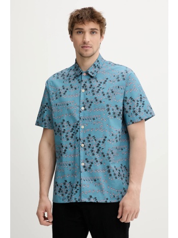βαμβακερό πουκάμισο ps paul smith ανδρικό, χρώμα τιρκουάζ