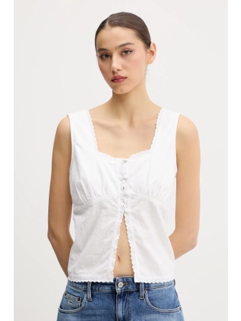 βαμβακερό τοπ superdry χρώμα άσπρο, w6012019a-04c 100%