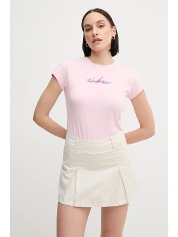 μπλουζάκι calvin klein jeans χρώμα μοβ, lv047b828g κύριο