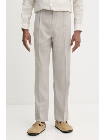 παντελόνι με λινό μείγμα χρώμα μπεζ, ldm510159 44%