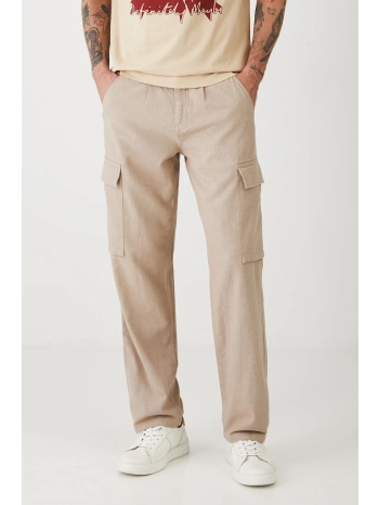 λινό παντελόνι medicine ανδρικά, χρώμα μπεζ πρόσθετη