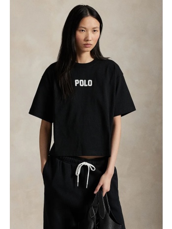 βαμβακερό μπλουζάκι polo ralph lauren χρώμα μαύρο