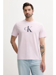 μπλουζάκι calvin klein jeans χρώμα: ροζ, lv04rb862g 100% βαμβάκι