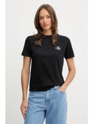 βαμβακερό μπλουζάκι calvin klein jeans χρώμα: μαύρο, lv047c905g 100% βαμβάκι