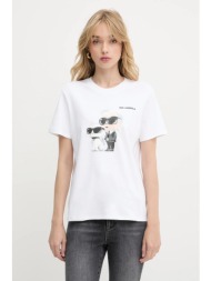 βαμβακερό μπλουζάκι karl lagerfeld χρώμα: άσπρο, a3w17077 100% οργανικό βαμβάκι