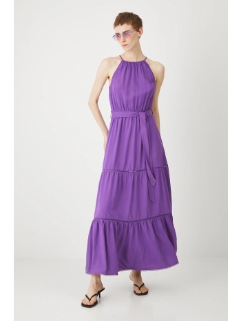 φόρεμα από λινό μείγμα medicine χρώμα μοβ 85% βισκόζη, 15%