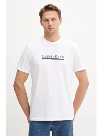 βαμβακερό μπλουζάκι calvin klein ανδρικό, χρώμα άσπρο