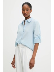 πουκάμισο από λινό answear lab χρώμα: μπλε 50% βαμβάκι, 50% λινό