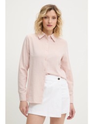 πουκάμισο από λινό answear lab χρώμα: ροζ 50% βαμβάκι, 50% λινό