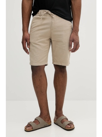 σορτς από λινό lindbergh ανδρικό, χρώμα μπεζ, 30-508003