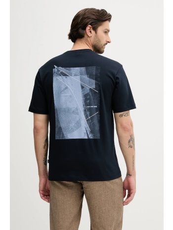 βαμβακερό μπλουζάκι boss orange ανδρικό, χρώμα ναυτικό