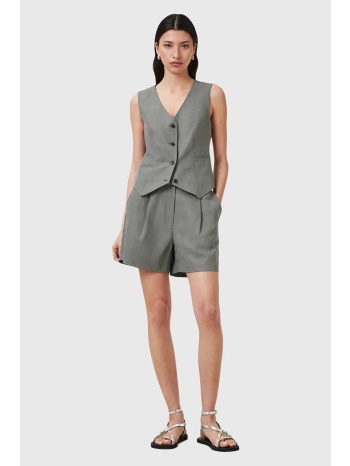 λινό σορτς allsaints averie χρώμα γκρι, w046qc κύριο