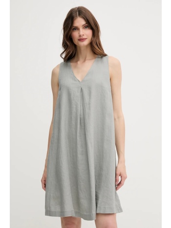 λινό φόρεμα united colors of benetton χρώμα γκρι