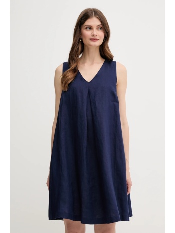 λινό φόρεμα united colors of benetton χρώμα ναυτικό μπλε