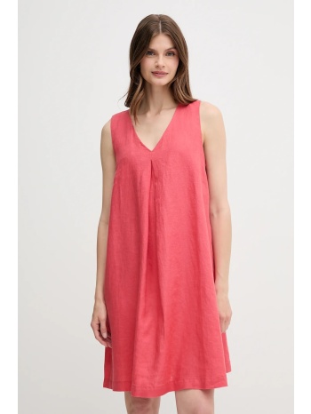 λινό φόρεμα united colors of benetton χρώμα κόκκινο