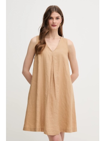 λινό φόρεμα united colors of benetton χρώμα μπεζ
