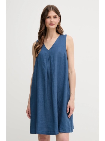 λινό φόρεμα united colors of benetton χρώμα μπλε