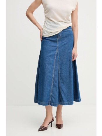 βαμβακερή τζιν φούστα pedro del hierro χρώμα μπλε, 7599294