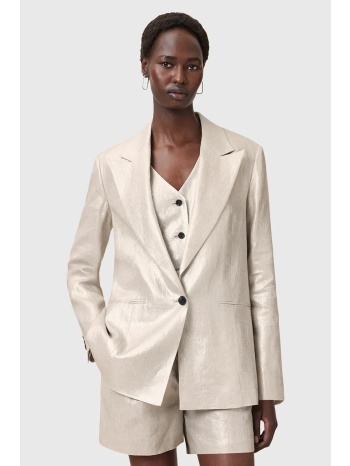 λινό πανωφόρι allsaints averie χρώμα ασημί, w067qc κύριο