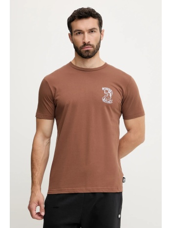 βαμβακερό μπλουζάκι picture terra ανδρικό, χρώμα καφέ