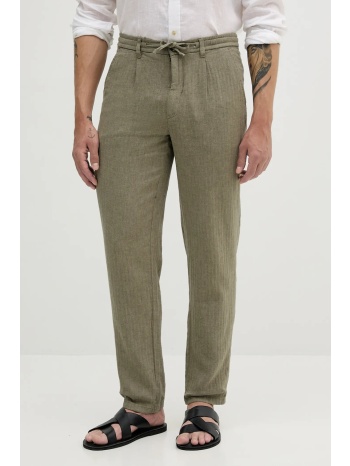 παντελόνι με λινό μείγμα lindbergh χρώμα πράσινο