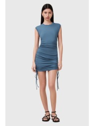 βαμβακερό φόρεμα allsaints sonny χρώμα: μπλε, w238dc 96% οργανικό βαμβάκι, 4% ελαστάν