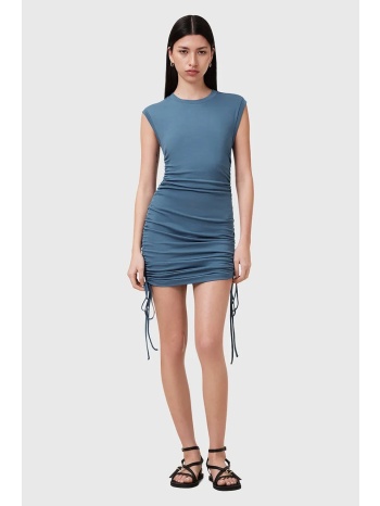 βαμβακερό φόρεμα allsaints sonny χρώμα μπλε, w238dc 96%