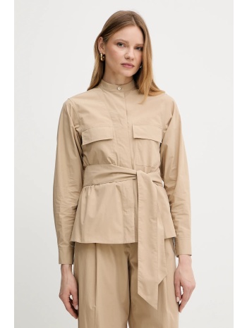 βαμβακερό μπουφάν πουκάμισο weekend max mara χρώμα μπεζ